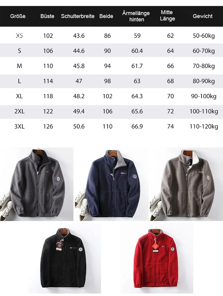Herren-Fleecejacke für den Export nach Norwegen, ein- und doppelseitig tragbar