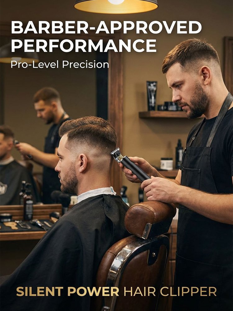 [Silent and non-clamping] Electric hair clipper with engraved pomade head