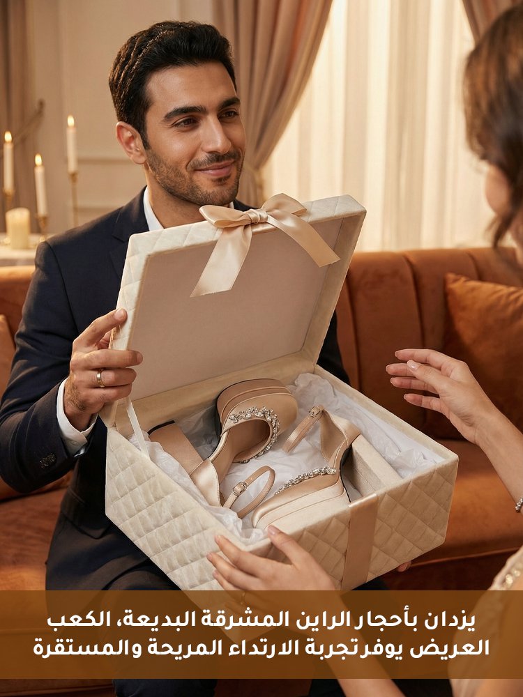 حذاء سهرة فاخر مزينة بأحجار راين مشرقة بكعب عالٍ(زيادة الارتفاع بصريا 12 سم)