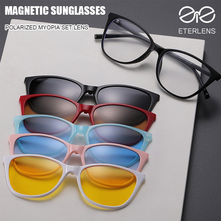 European and American frame fashionable magnetic colorful clip-on sunglasses