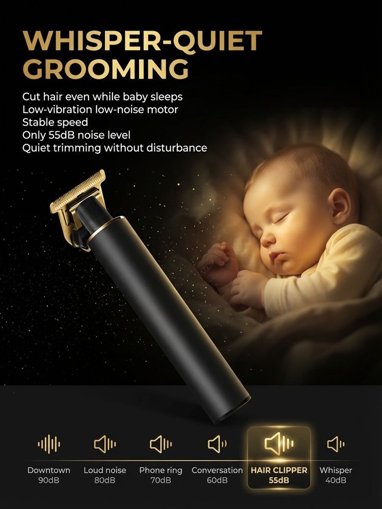 [Silent and non-clamping] Electric hair clipper with engraved pomade head