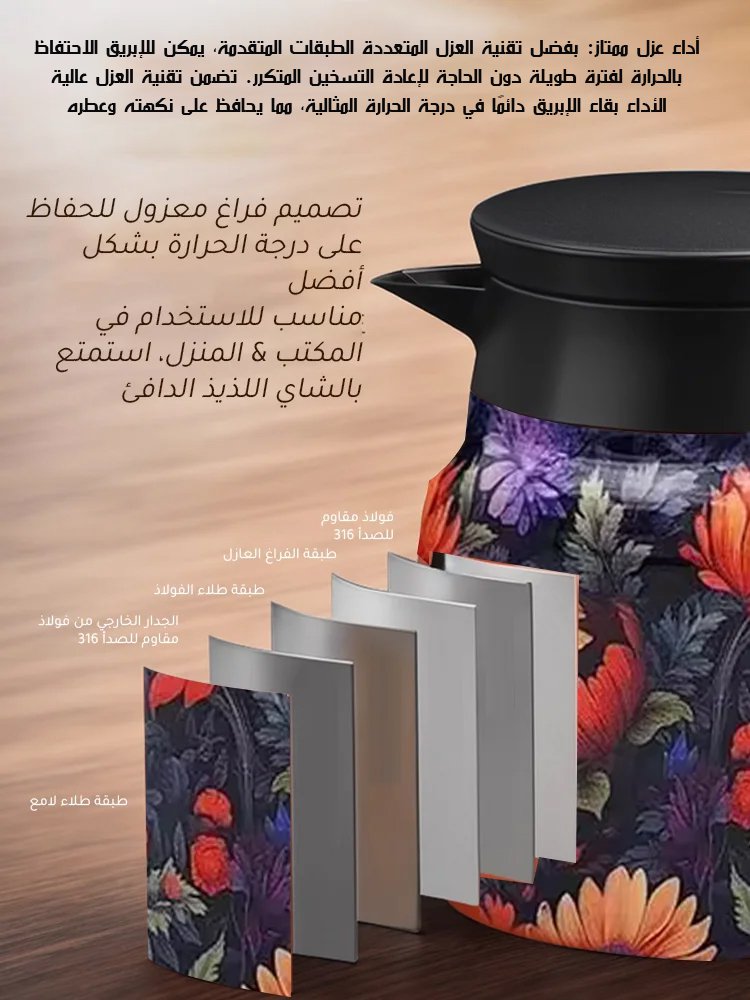 إبريق شاي معزول من الفولاذ المقاوم للصدأ