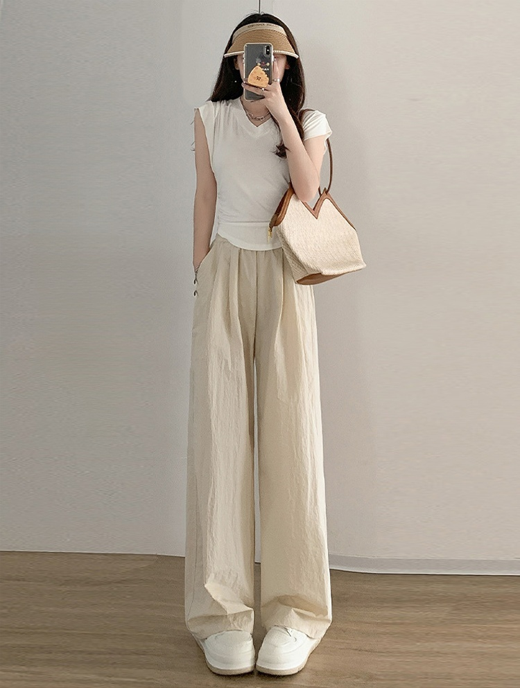 薄手の接触冷感ワイドパンツ