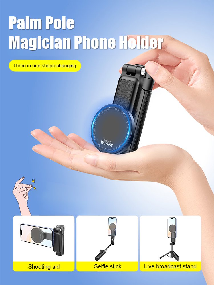 【3-in-1 Magnetic Palm Stick】Portable Magnetic Bluetooth Selfie Stick