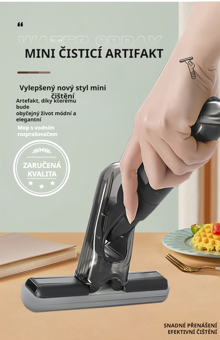 Malý mop pro suché a mokré čištění s funkcí stříkání vody