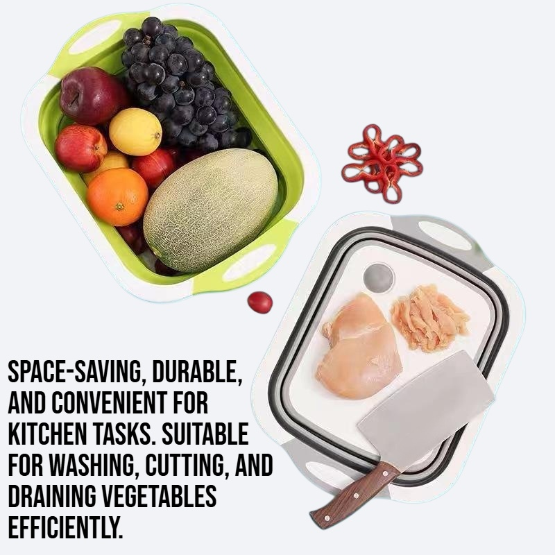 Folding vegetable board for washing vegetables and draining water