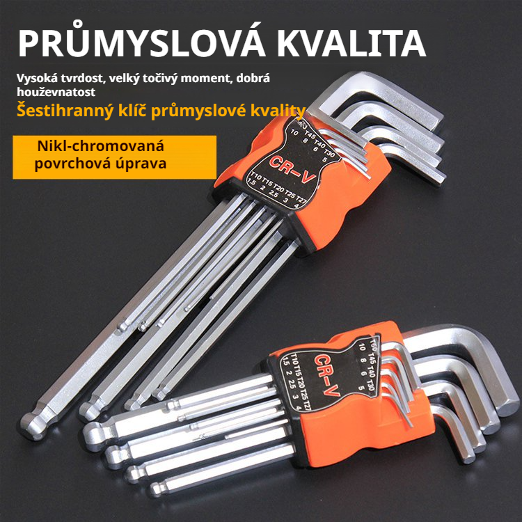 Sada 9dílných šestihranných nástrčných klíčů