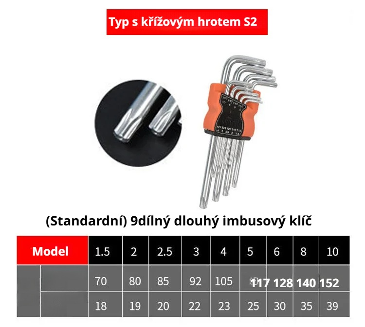 Praktická sada imbusových klíčů pro domácí použití