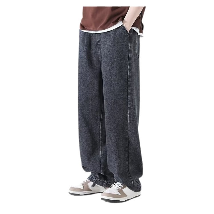 メンズアメリカンウォッシュジーンズ、ルーズストレート、トレンドブランドワイドパンツ、アメリカンハイストリート万能カジュアルロングパンツ