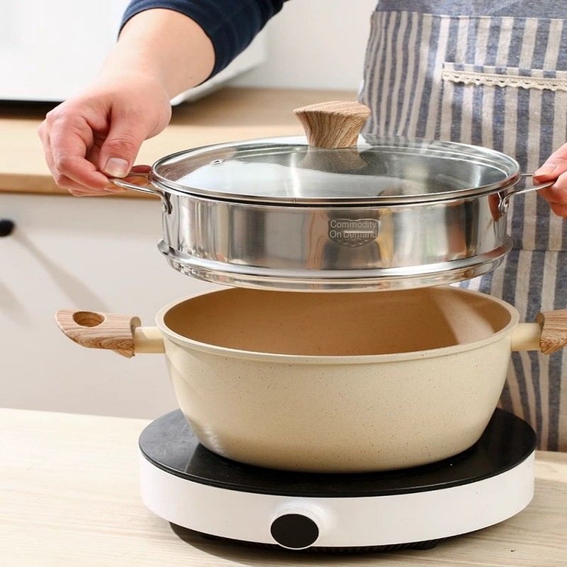 Evenly heated soup pot Milk Stew Pot Easy to clean Multipurpose machine Visualization Binaural Thick