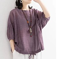 여성 리넨 캐주얼 티셔츠