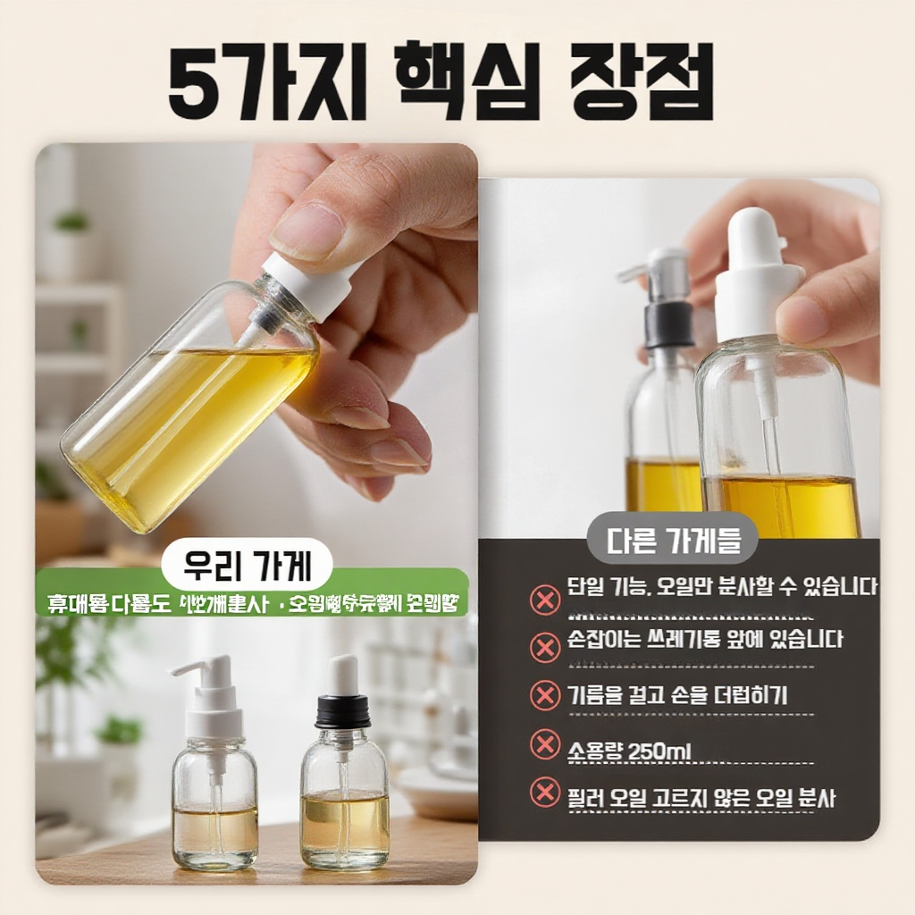 휴대용 다용도 안개분사 오일병 유리분사 오일병 누유방지 오일병