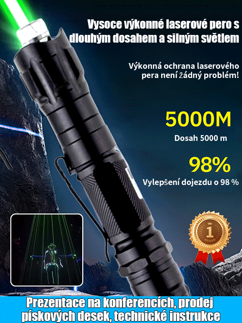 Výkonná laserová svítilna s dlouhým dosahem