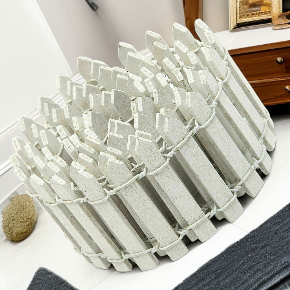 木製フェンス、フェンス、フェンス、白いミニフェンス、小さなフェンス、マイクロランドスケープオーナメント、多肉植物の小さなオーナメント