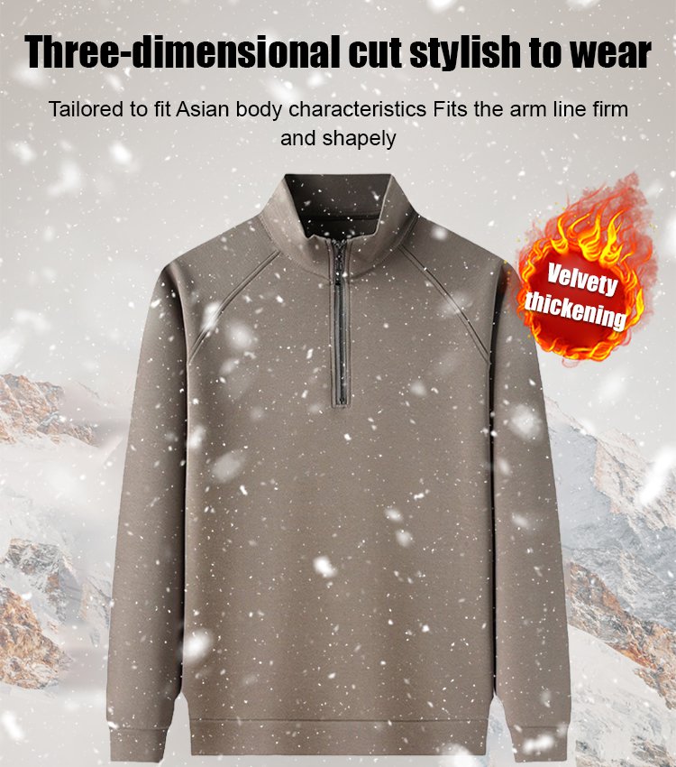 Half-zip stand collar sweatshirt