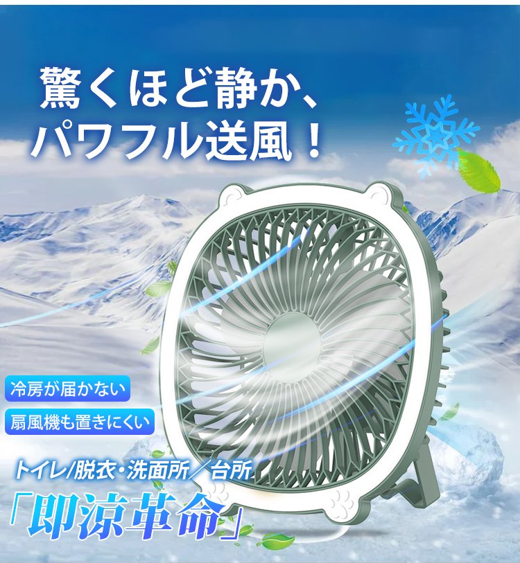 LEDライトが点灯したファン