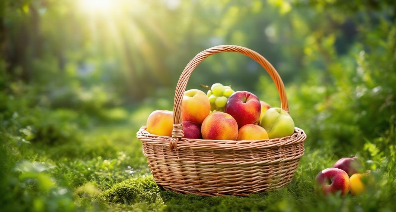 キッチン籐編み手提げ収納バスケット全体画像