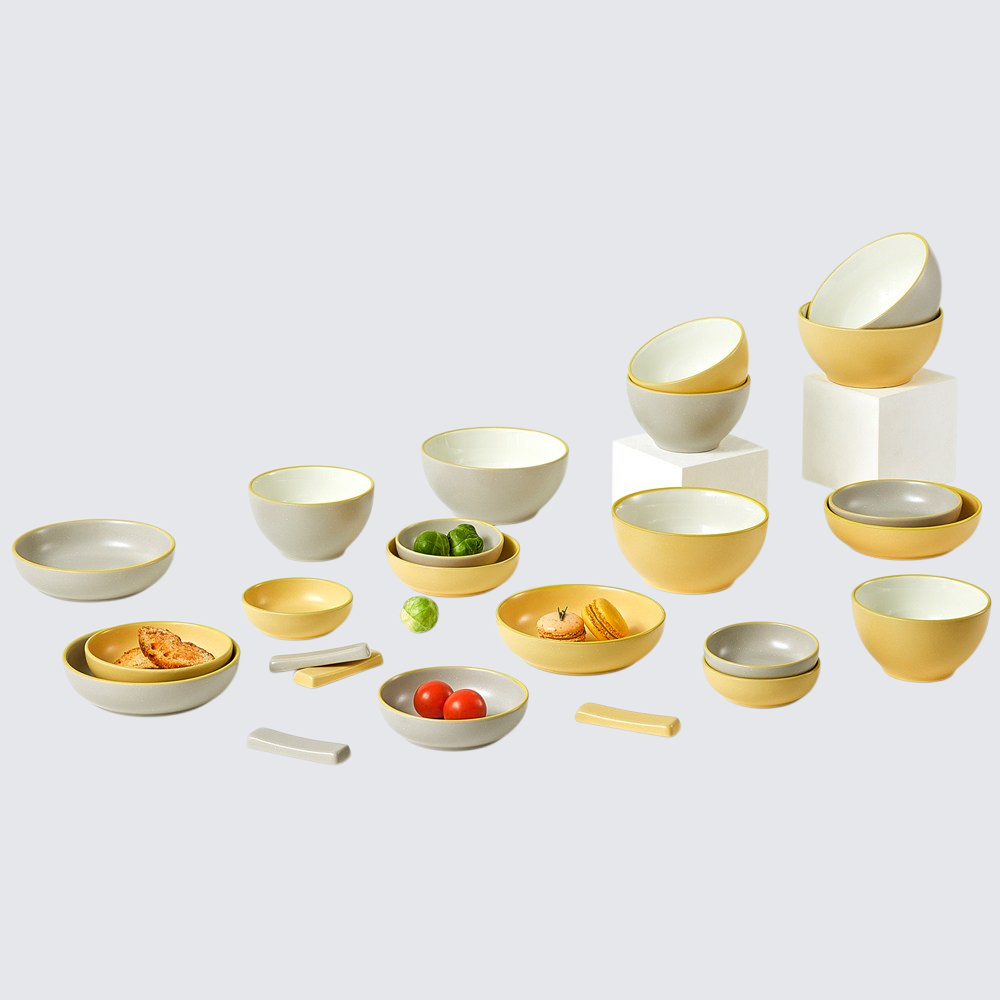 無地セラミックライスボウル家庭用ヨーグルトボウル軽量高級食器プレートプレートボウルセット高価値スープヌードルボウル