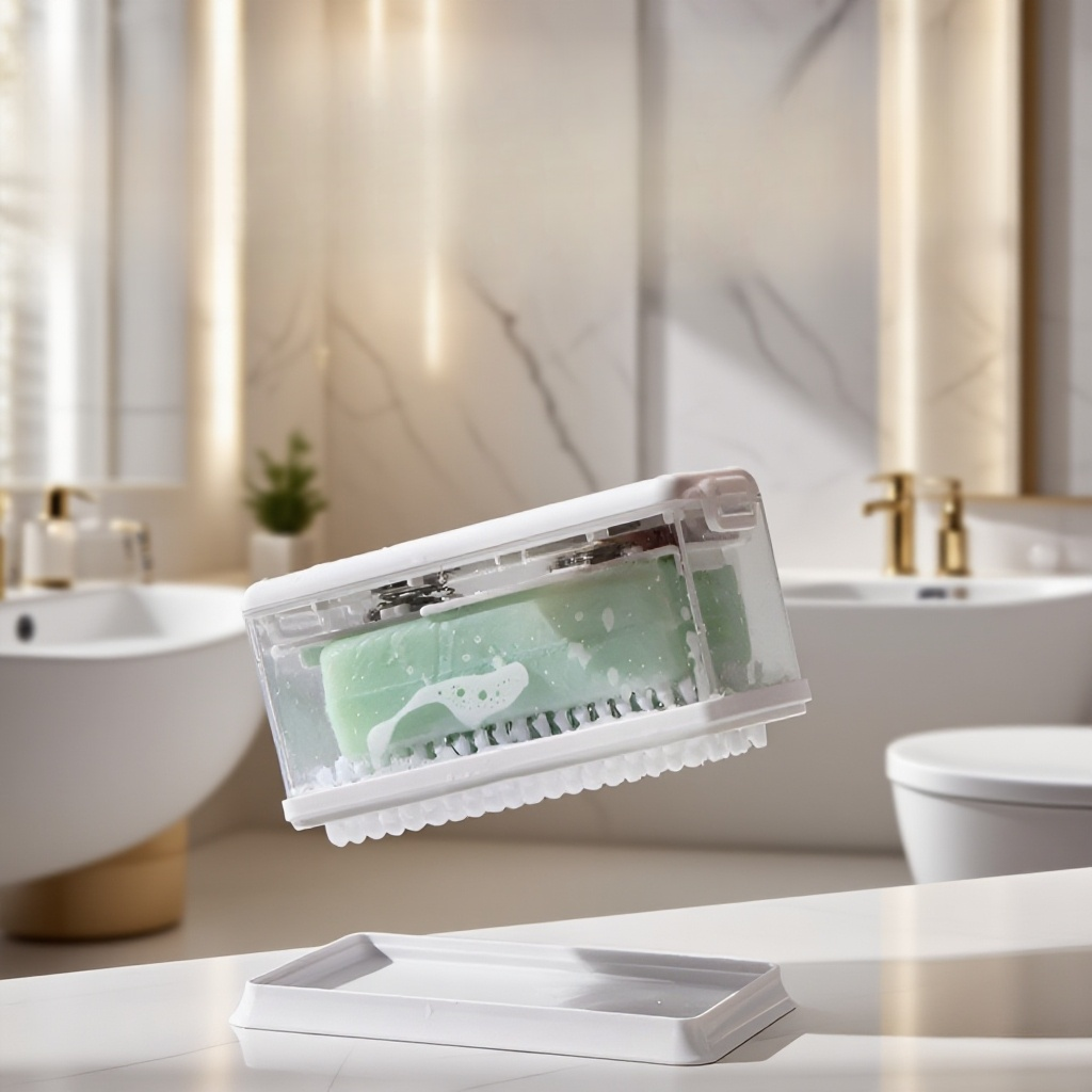 Foaming laundry soap box with brush