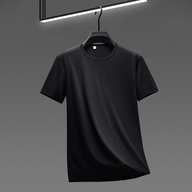 アイスシルク夏の新作シームレスメンズクルーネックTシャツ