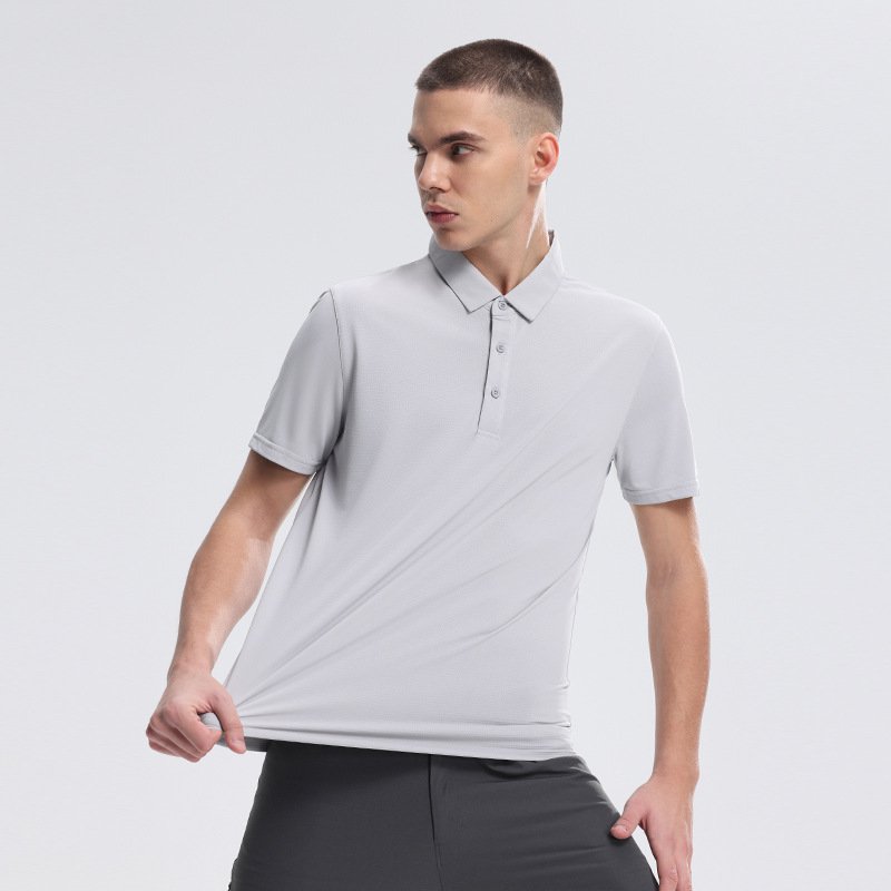 ドライアイスシルクポロシャツスポーツカジュアル男性Tシャツです