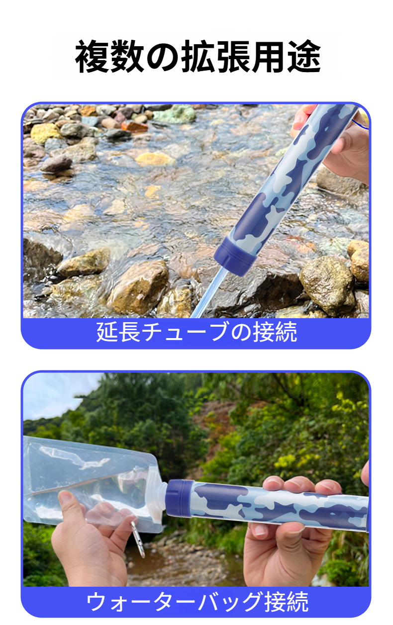 防災用サバイバルストローの濾過システム説明