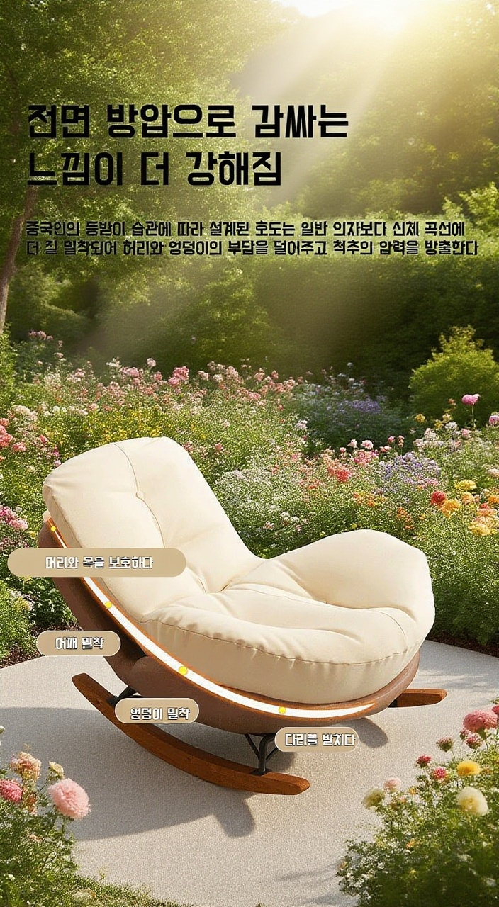 편안한 리클라이너 각도 조절 기능