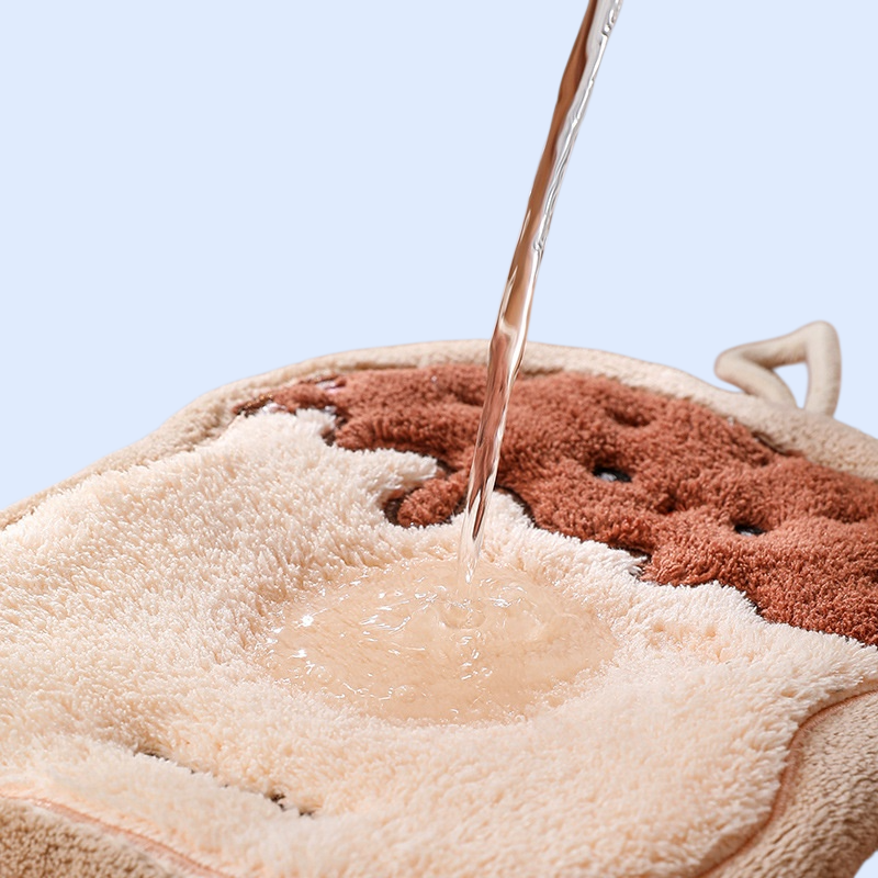 Kitchen cute cartoon hand towel thickened coral velvet quickdrying hand towel hanging hand towel