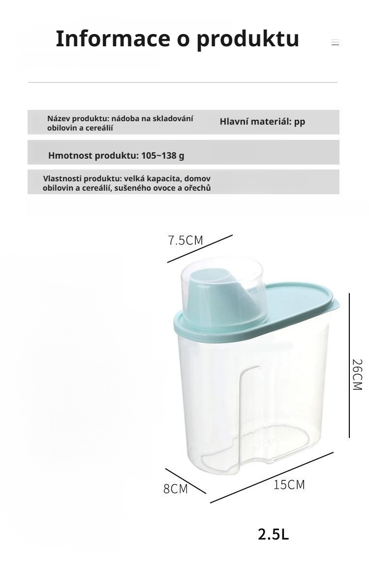 Skladovací nádoba na těstoviny, rýži a cereálie