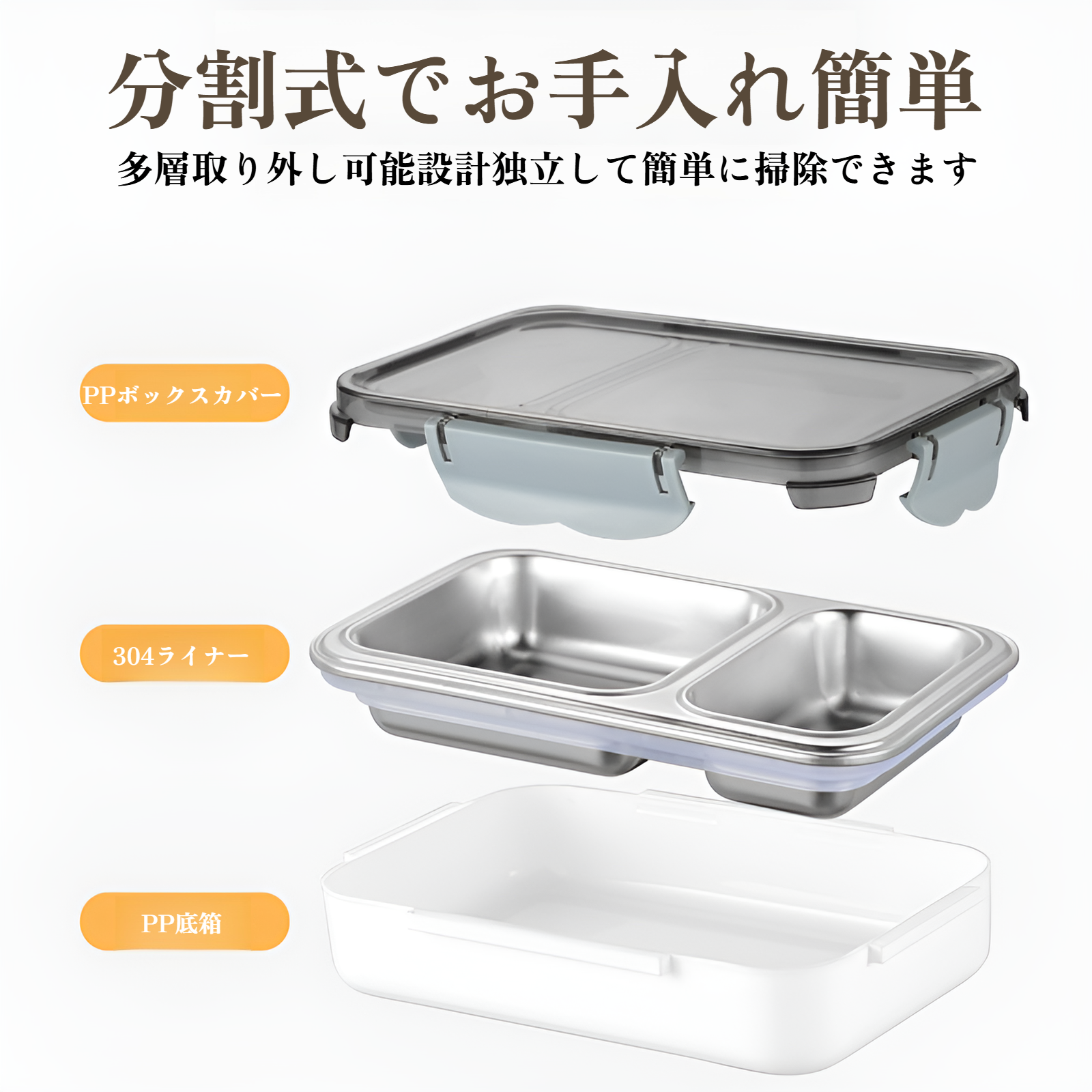 密封設計で漏れにくいランチボックス