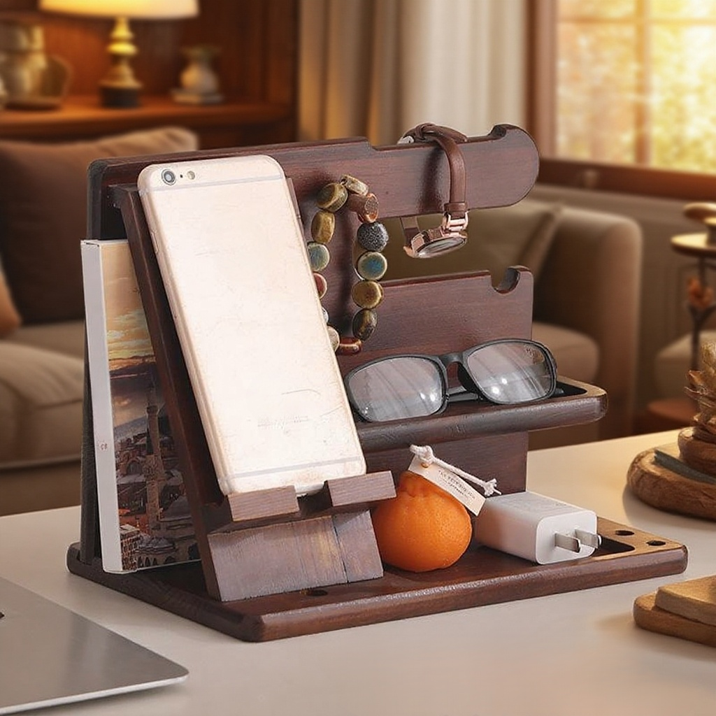 Óra és kulcstartóval ellátott asztali telefontartó