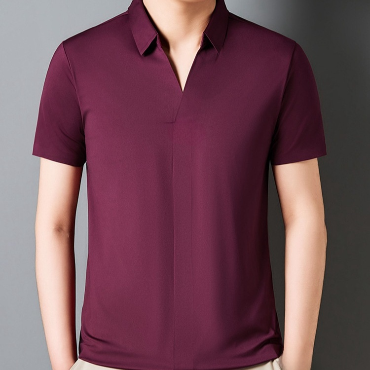 アイスシルク夏用ビジネスカジュアルVネック半袖Tシャツ（メンズ）