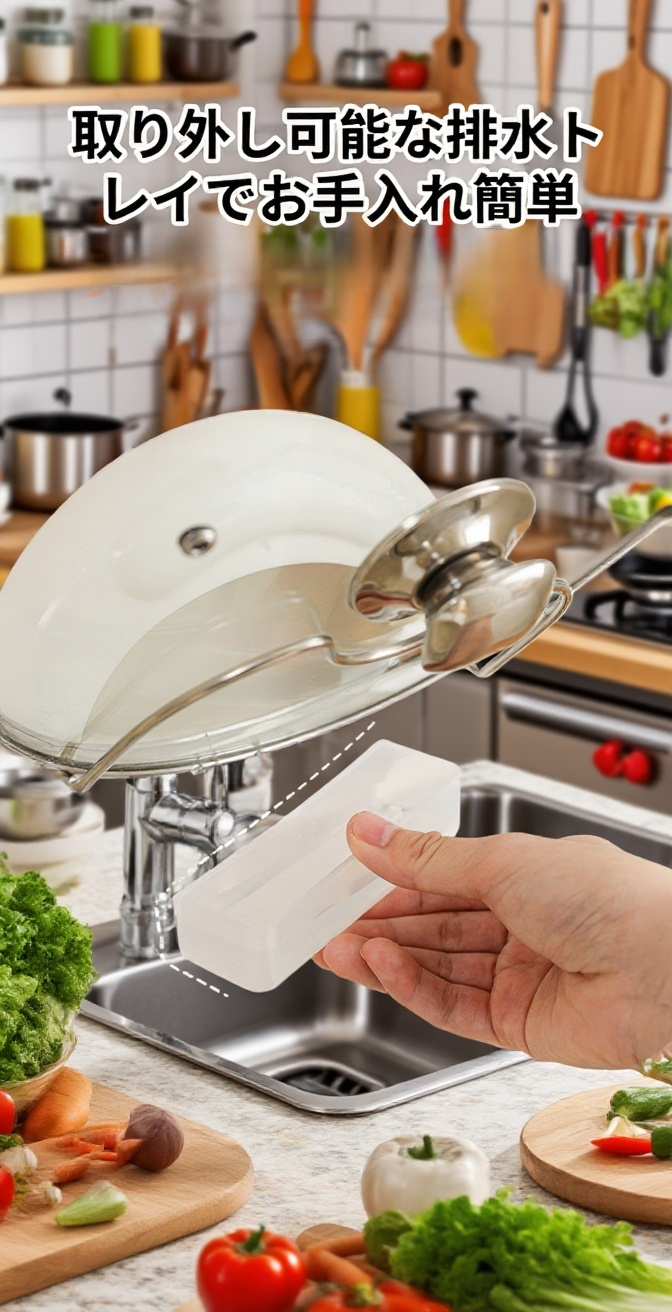 取り付け簡単な吸盤式ポット蓋ラックの詳細