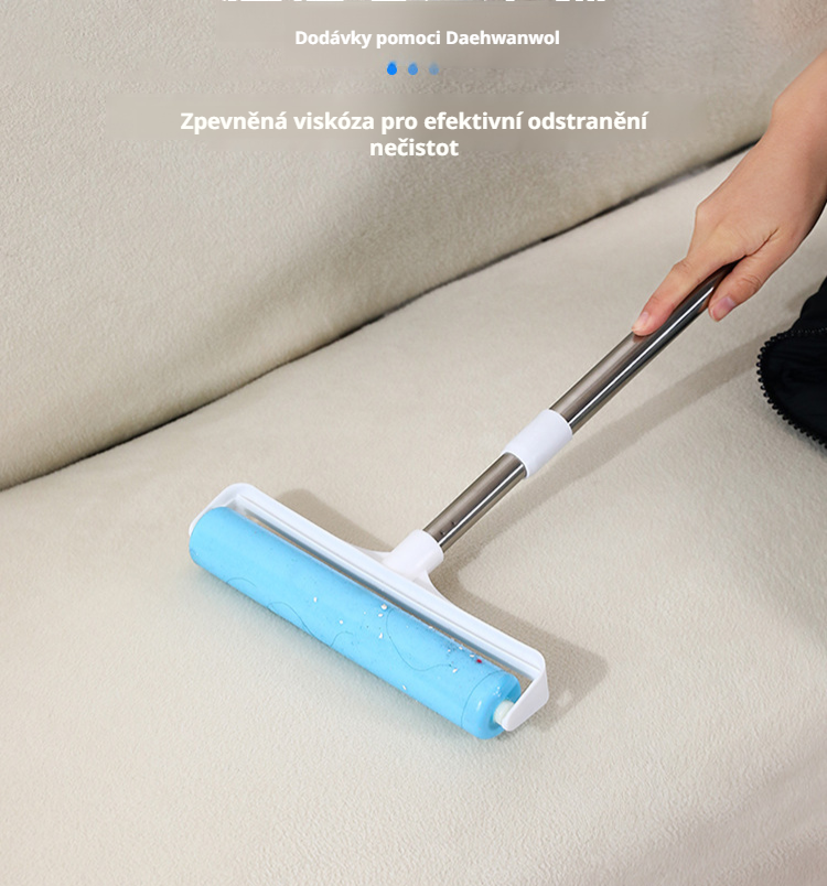 Dlouhá omyvatelná válečková metla na prach pro domácí podlahy