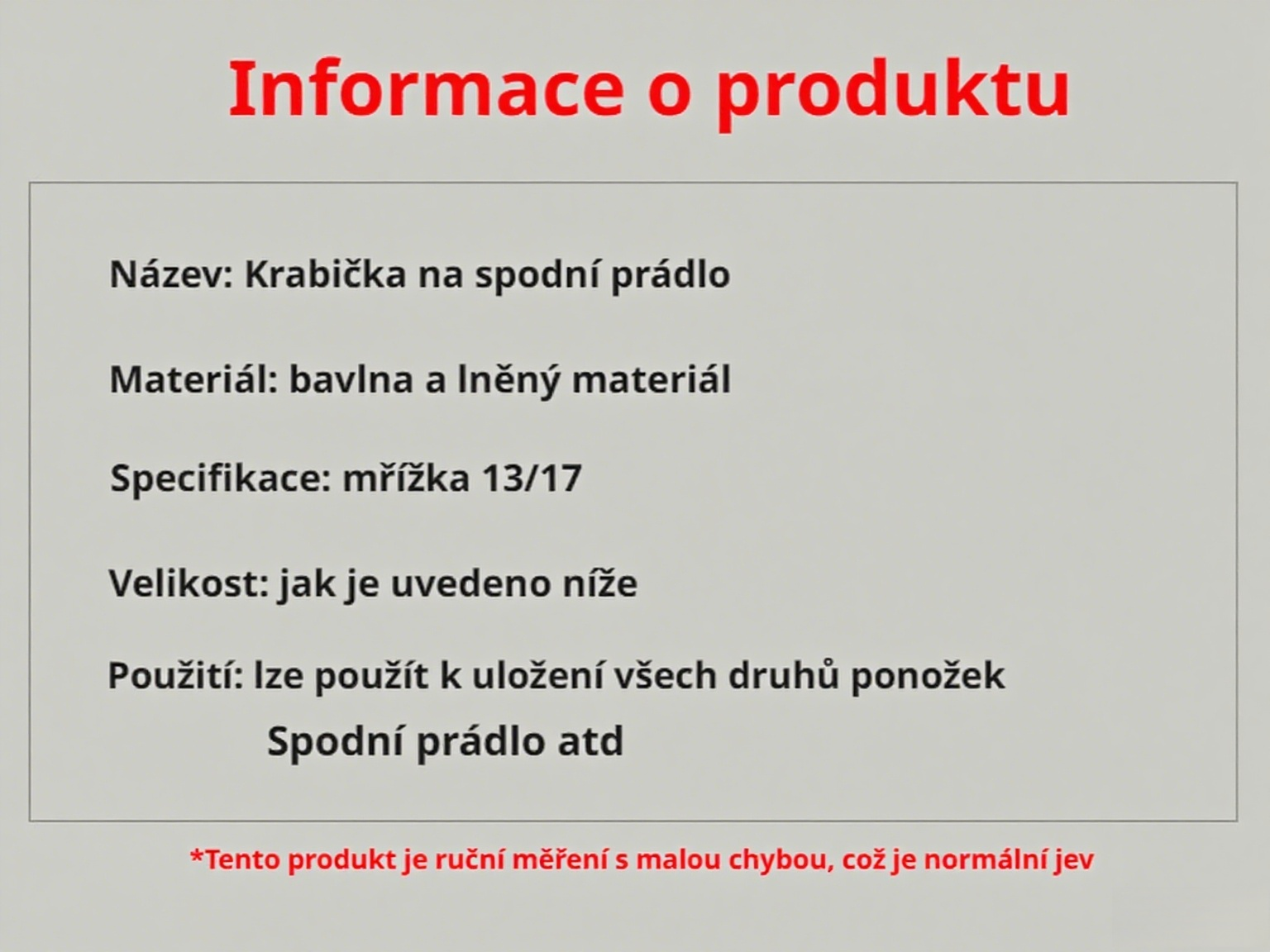 Organizér na spodní prádlo, ponožky a podprsenky z bavlny a lnu