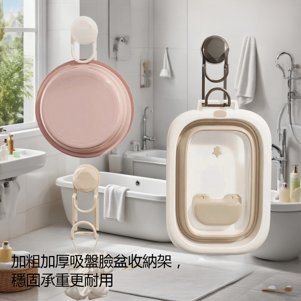 加粗加厚吸盤臉盆收納架