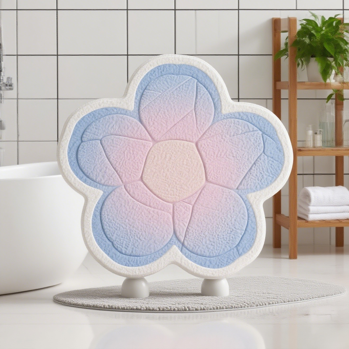 【3D視覚】フラワー珪藻土バスマット