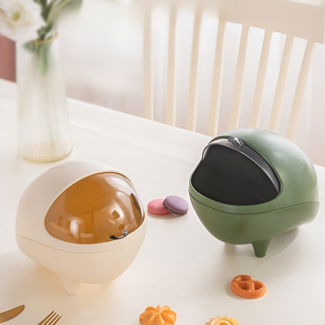 新しいデスクトップゴミ箱子犬蓋付き破片収納バケツ高見え学生くずかご収納バケツデスクトップストレージ