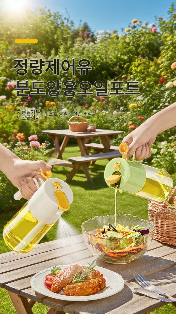 식품 등급 유리로 제작된 주방용 기름병