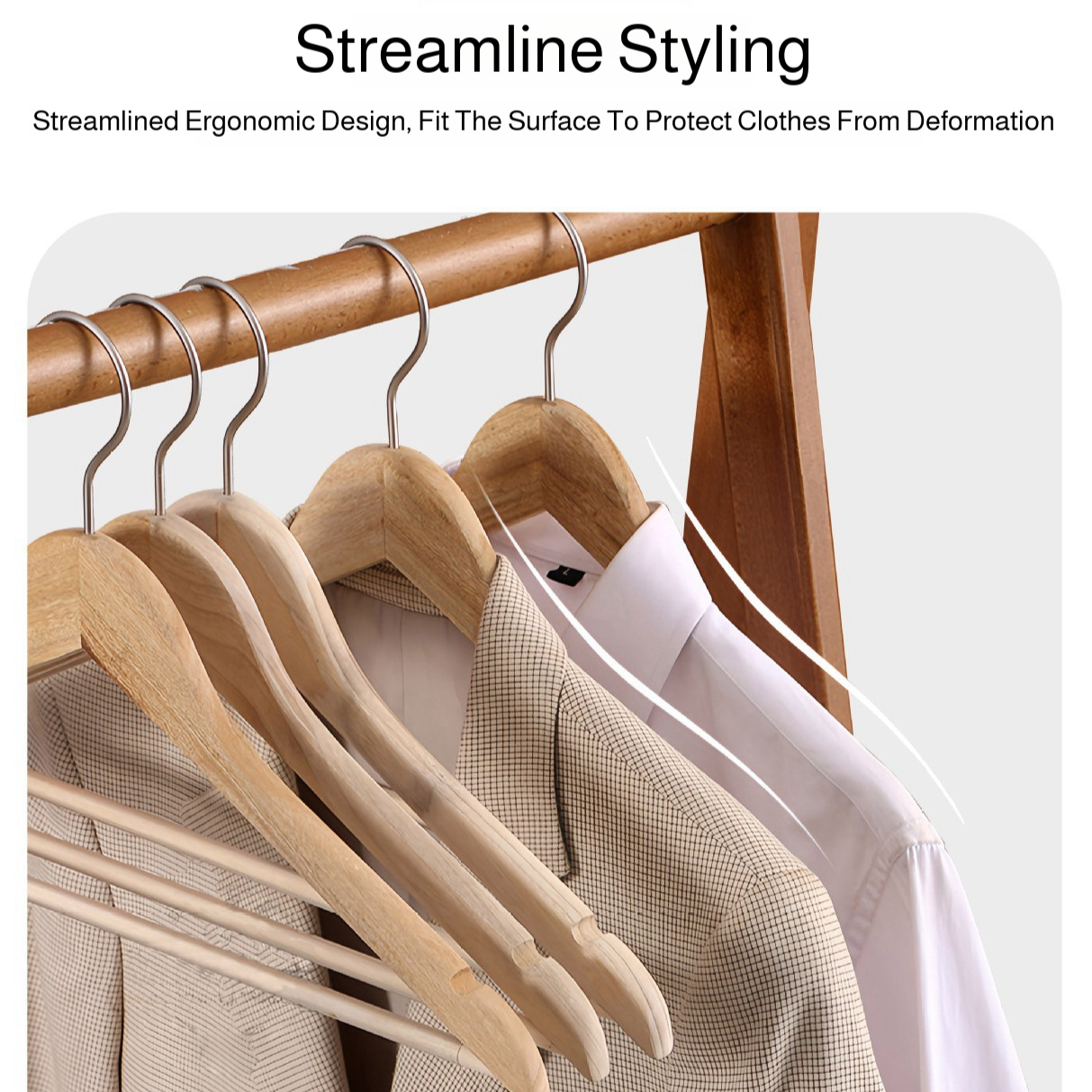 Domácí ramínko na oblečení bez otlaků s aerodynamickým drážkovaným designem