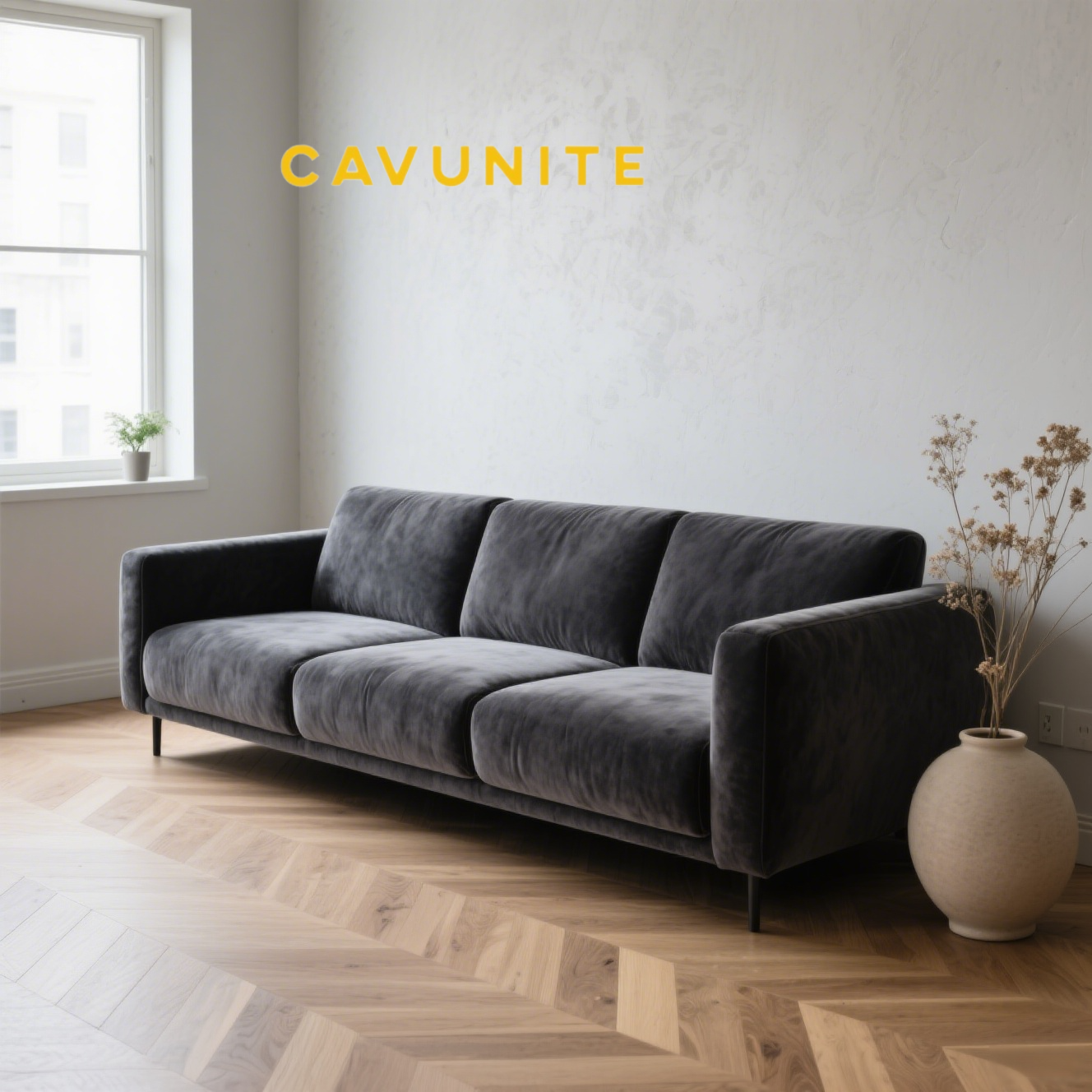 フレンチスタイルの軽量ラグジュアリーブラックソファ