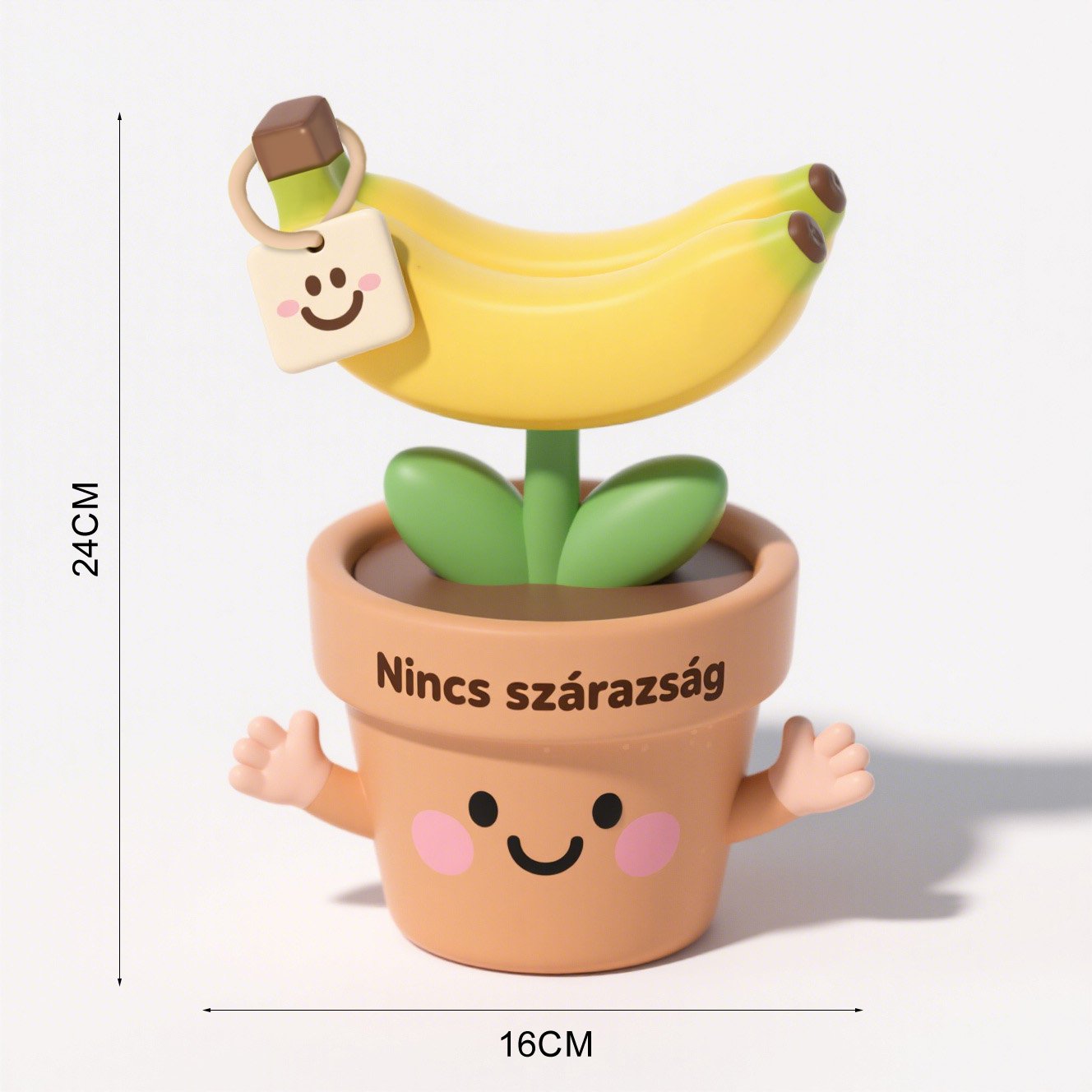 Vidám szilikon banán dekoráció virágcserépen