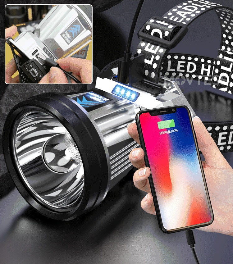 신형 독일 XPG 고출력 헤드램프[보조배터리로 착용 가능]