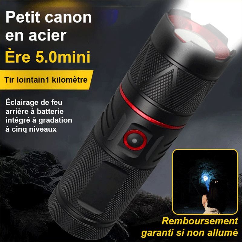 Lampe de poche à haute luminosité pour l'extérieur avec zoom télescopique et longue portée.
