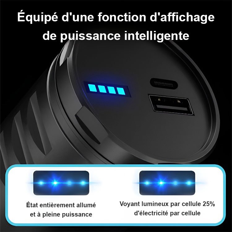 Lampe de poche à haute luminosité pour l'extérieur avec zoom télescopique et longue portée.