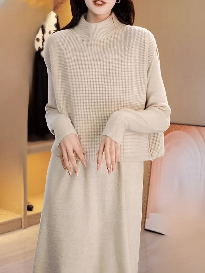 모던 도톰 미디 원피스 니트 세트