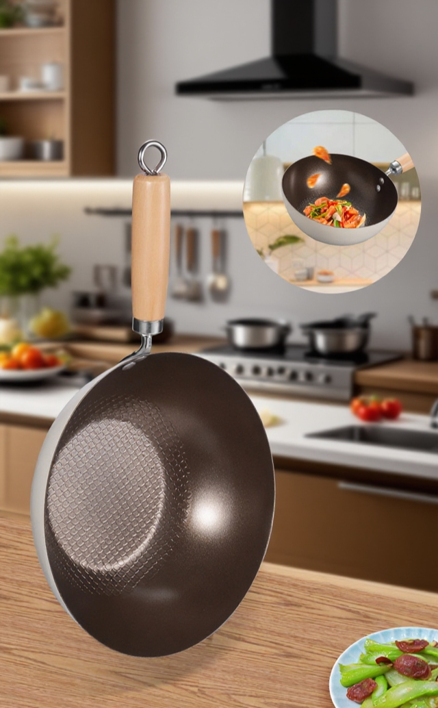 耐久性に優れたチタンクリスタルフライパンの取っ手部分