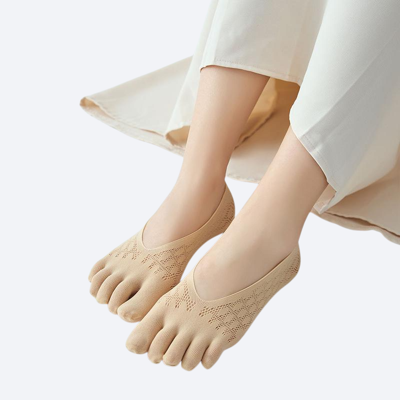 レディース超薄型メッシュ通気五指ソックス