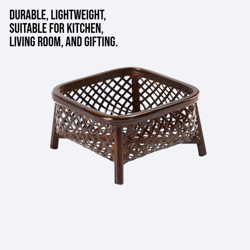 Bamboo woven fruit basket with large round mouth storage basket