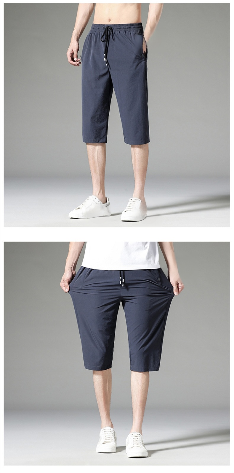 シンプルデザインのアイスシルクパンツ